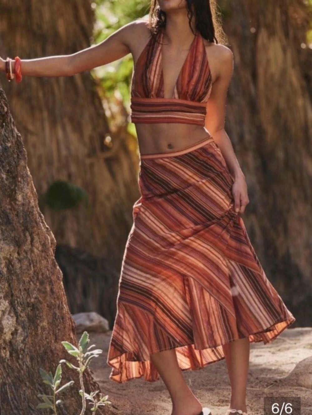 Free People Sedona Stripe Halter Top. NWT. Copper